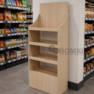 Стеллаж брендированный/рекламная стойка с прямой панелью ROMKOS 5NS
