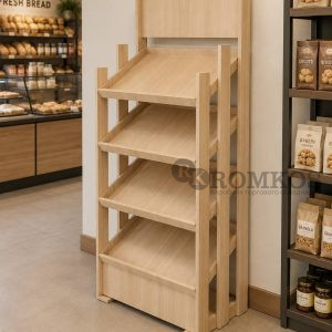 Стеллаж брендированный/рекламная стойка с наклонными полками ROMKOS 7NS