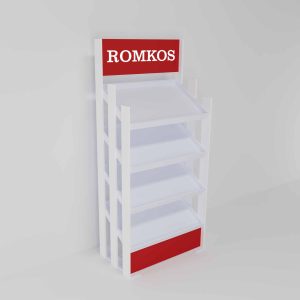 Стеллаж брендированный/рекламная стойка с наклонными полками ROMKOS 7NS