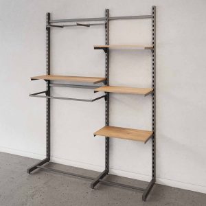 Пристінна стійка для одягу з полицями та вішаками, комплект PILLAR-04 ROMKOS